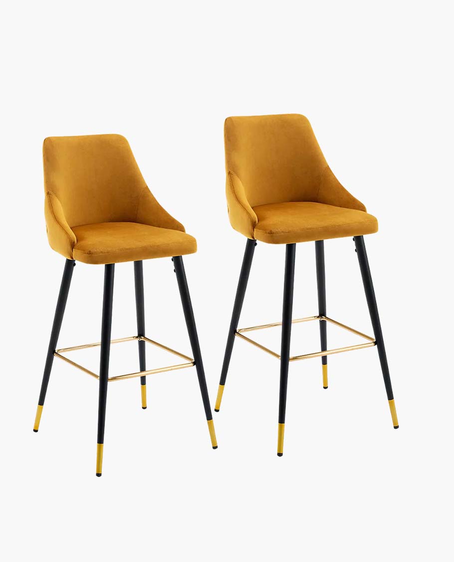 2x Barhocker Barstuhl aus Stoff Samt Gestell aus Metall Tresenhocker Bar Sessel gut gepolstert mit Lehne Farbauswahl Duhome 5170G