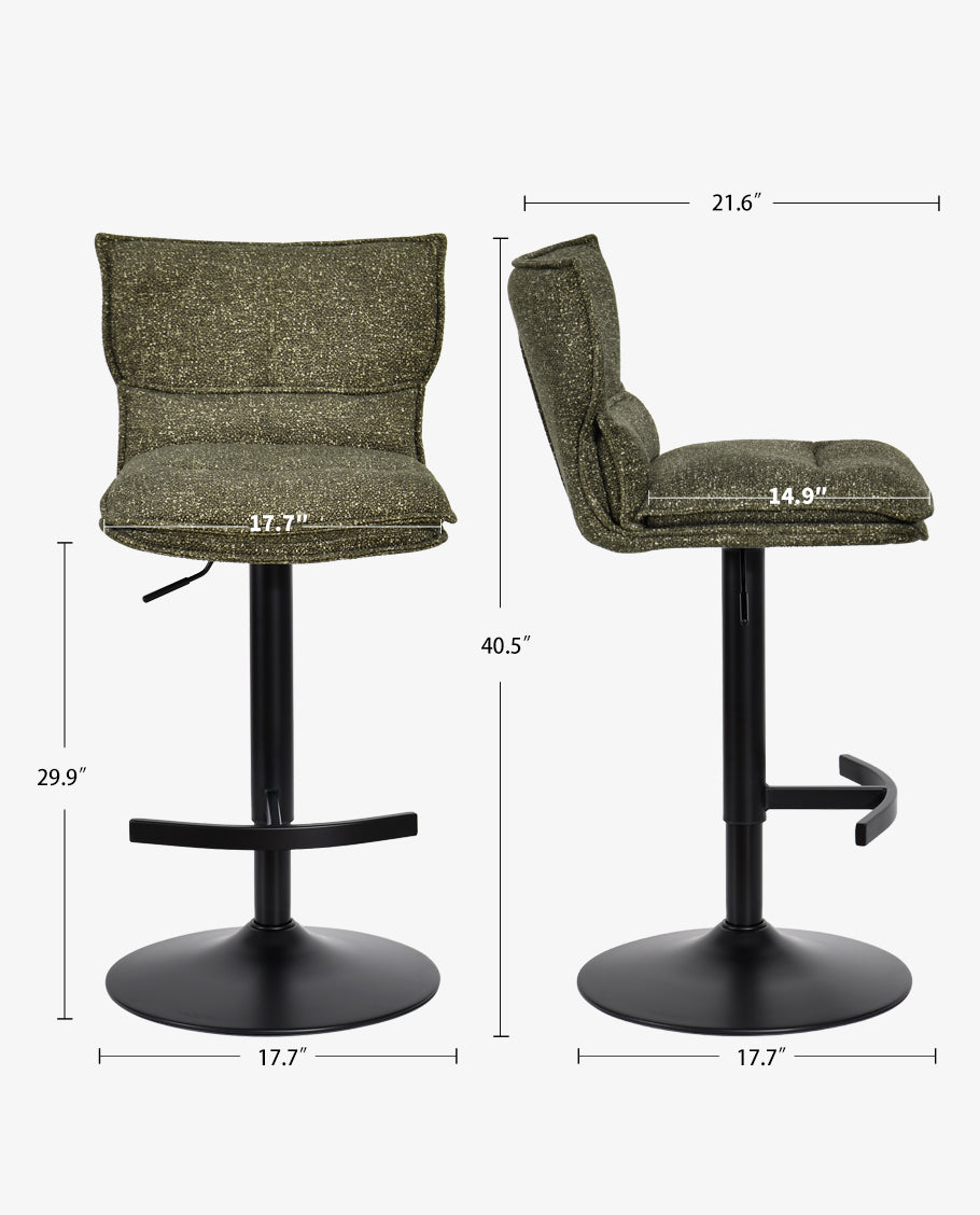 Höhenverstellbarer Drehbarer Bouclé-Barhocker mit Fußstütze