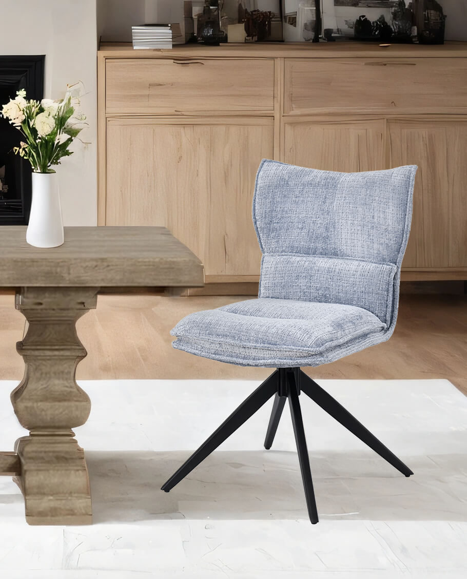 Duhome Drehbarer Chenille-Polsterstuhl mit 360°-Rotation und automatischer Rückstellung