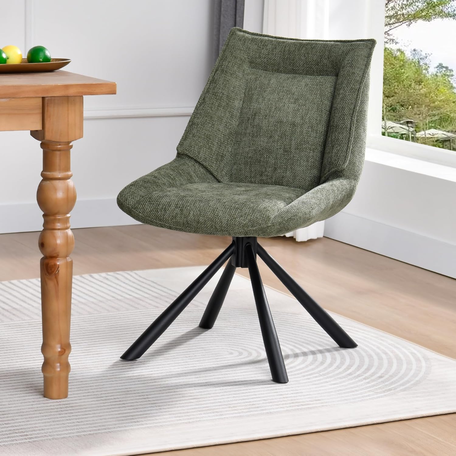 Duhome Esszimmerstuhl, Chenille-Stoff, 180° drehbar