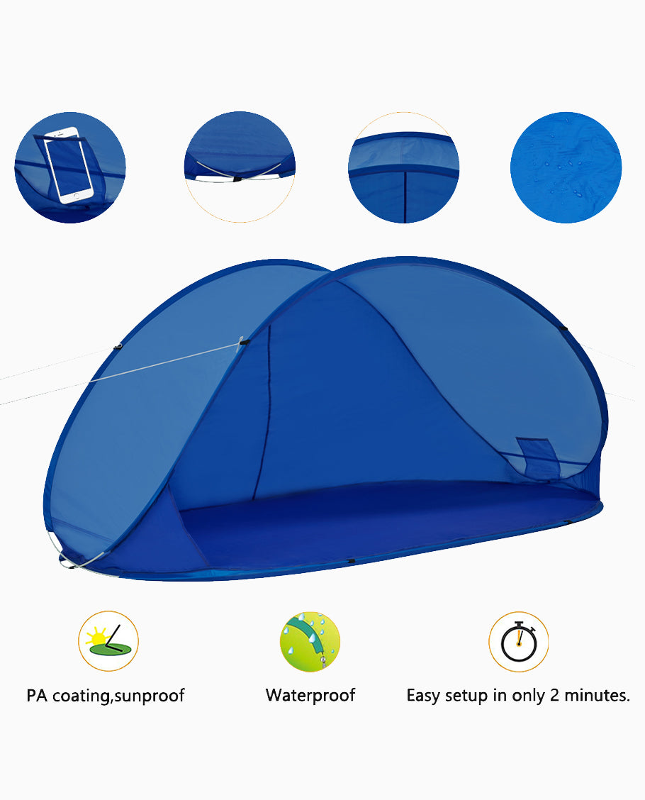 Strandmuschel Pop up Strandzelt Hellblau Polyester blitzschneller Aufbau Wetter- und Sichtschutz Farbauswahl Duhome BT-004