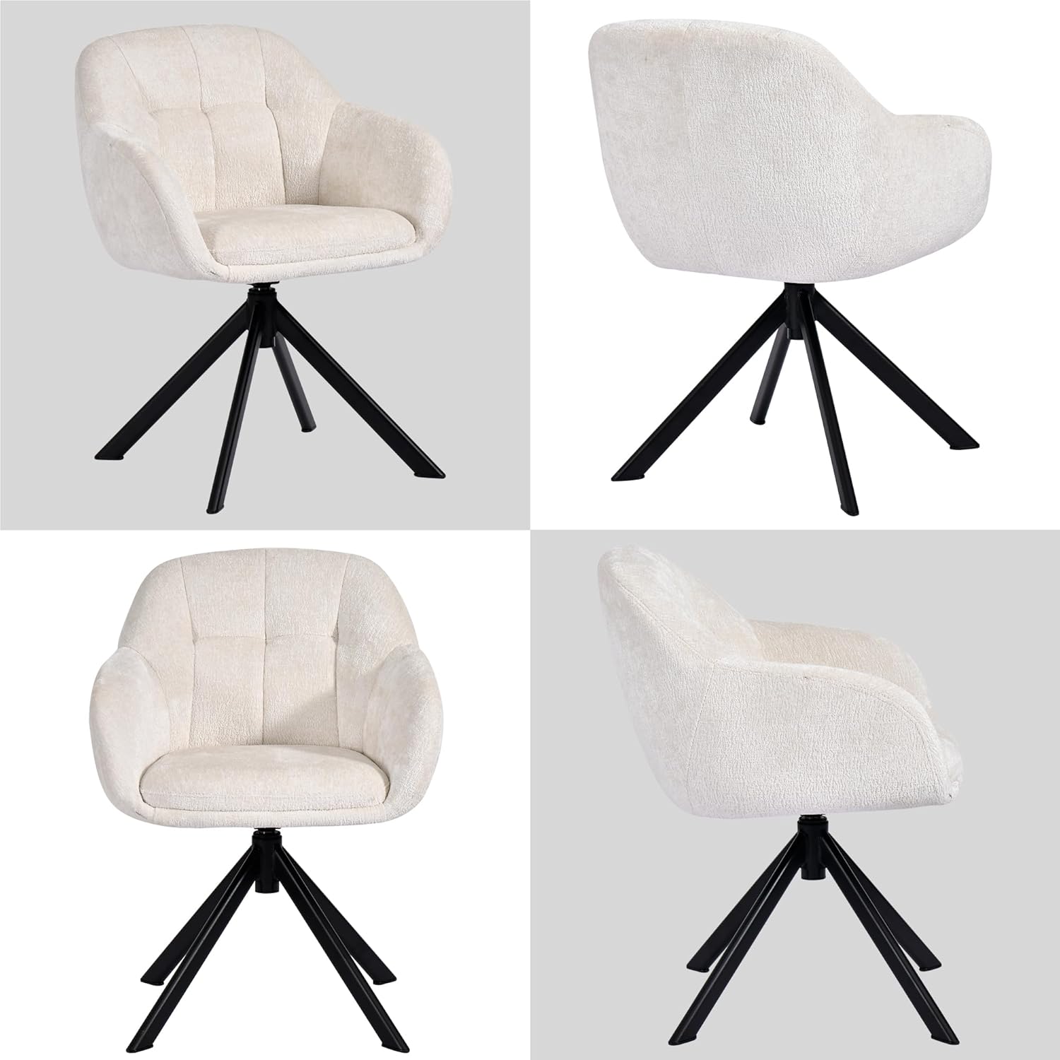 Duhome Loungesessel Armlehnstuhl aus Chenille-Stoff, Schminktisch Stuhl Esszimmerstuhl Sitzschale 360° drehbar 9-213A