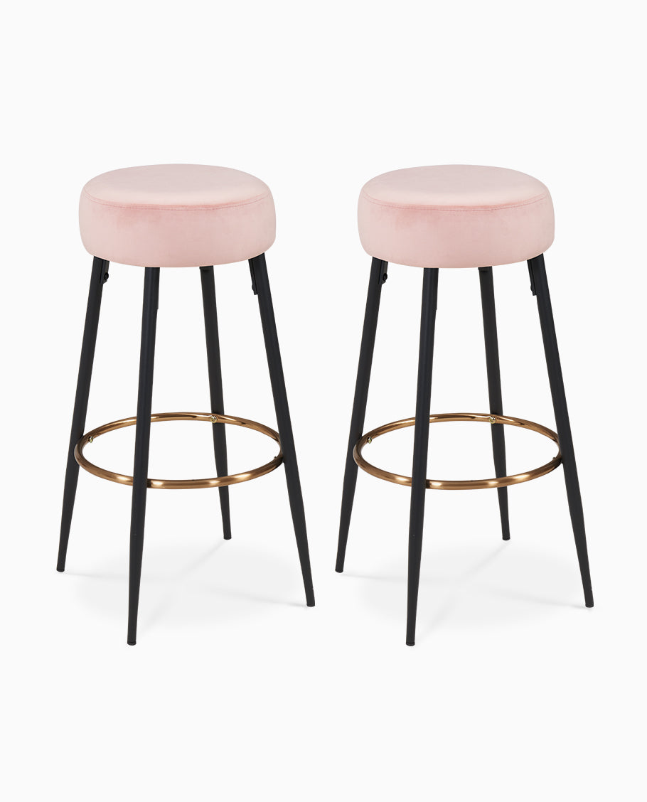 2x Barhocker rund Barstuhl aus Stoff Samt Gestell aus Metall Tresenhocker gut gepolstert Sitzhöhe 80 cm Farbauswahl Duhome 5168A