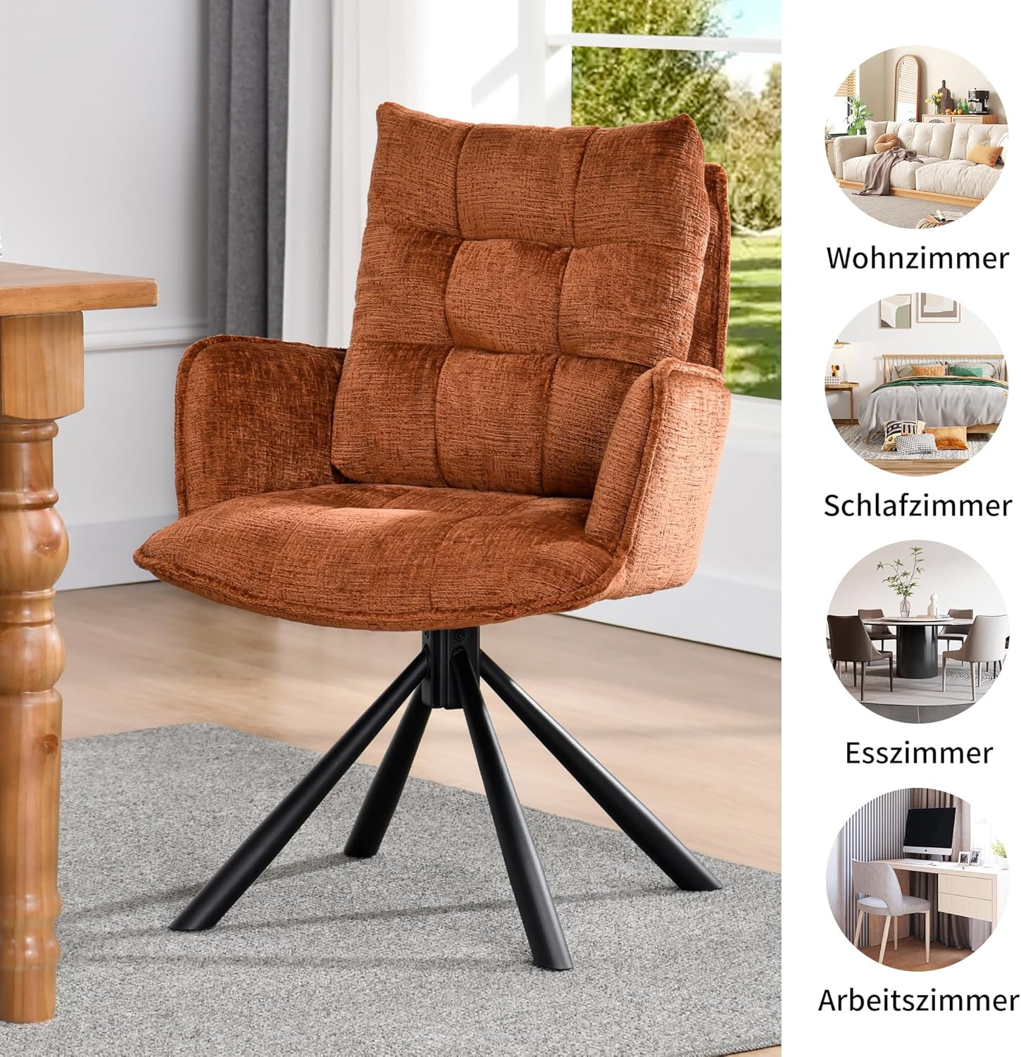 Duhome 180° drehbarer Esszimmerstuhl mit automatischer Liegefunktion