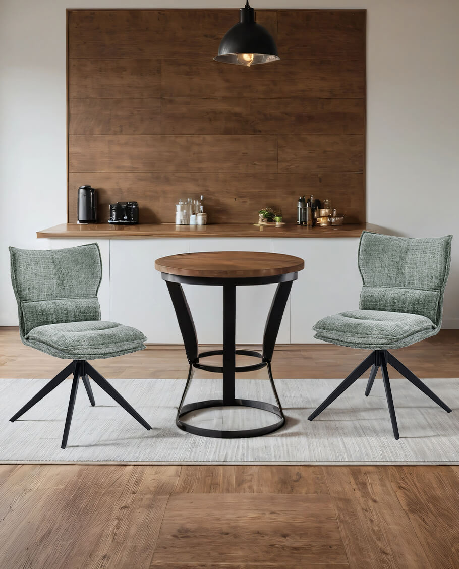 Duhome Drehbarer Chenille-Polsterstuhl mit 360°-Rotation und automatischer Rückstellung