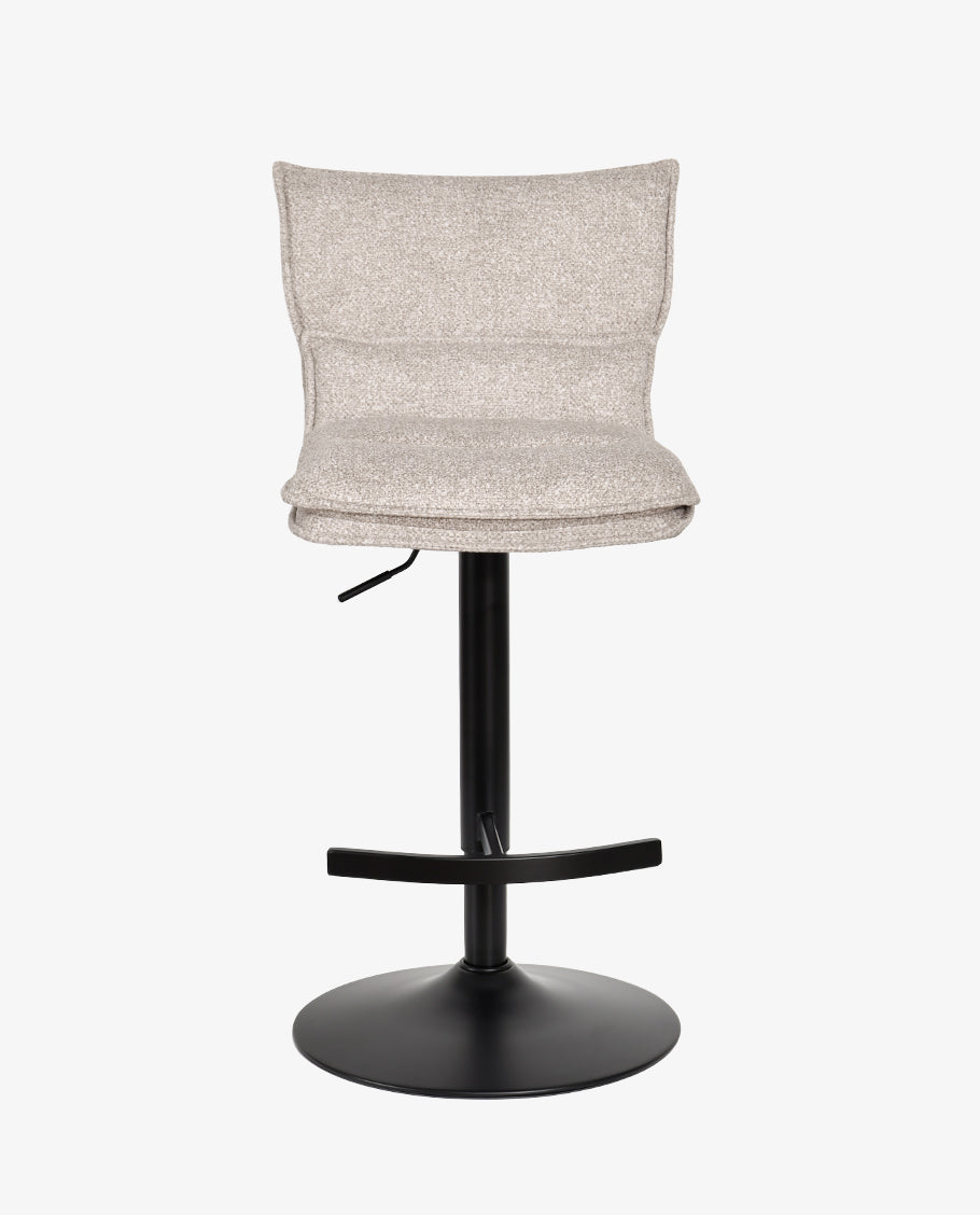 Höhenverstellbarer Drehbarer Bouclé-Barhocker mit Fußstütze