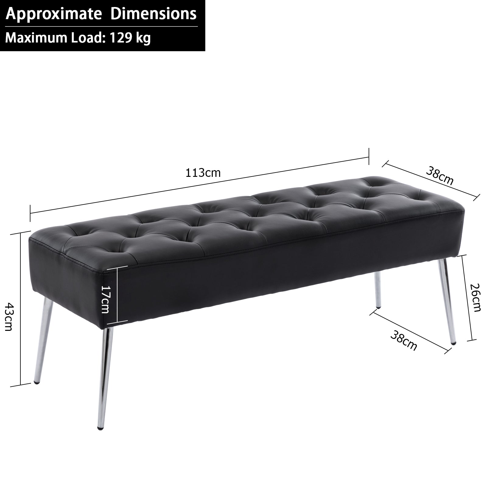 Duhome Sitzbank Polsterbank Schminkhocker Schminkbank edles Design 9130C