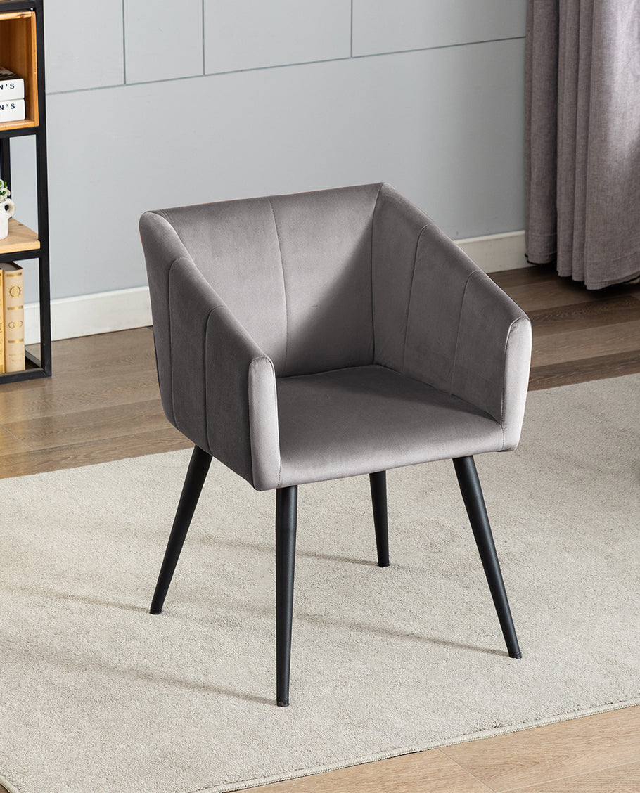 Esszimmerstuhl aus Stoff (Samt) Farbauswahl Retro Design Stuhl mit Rückenlehne Sessel Metallbeine Duhome 8065