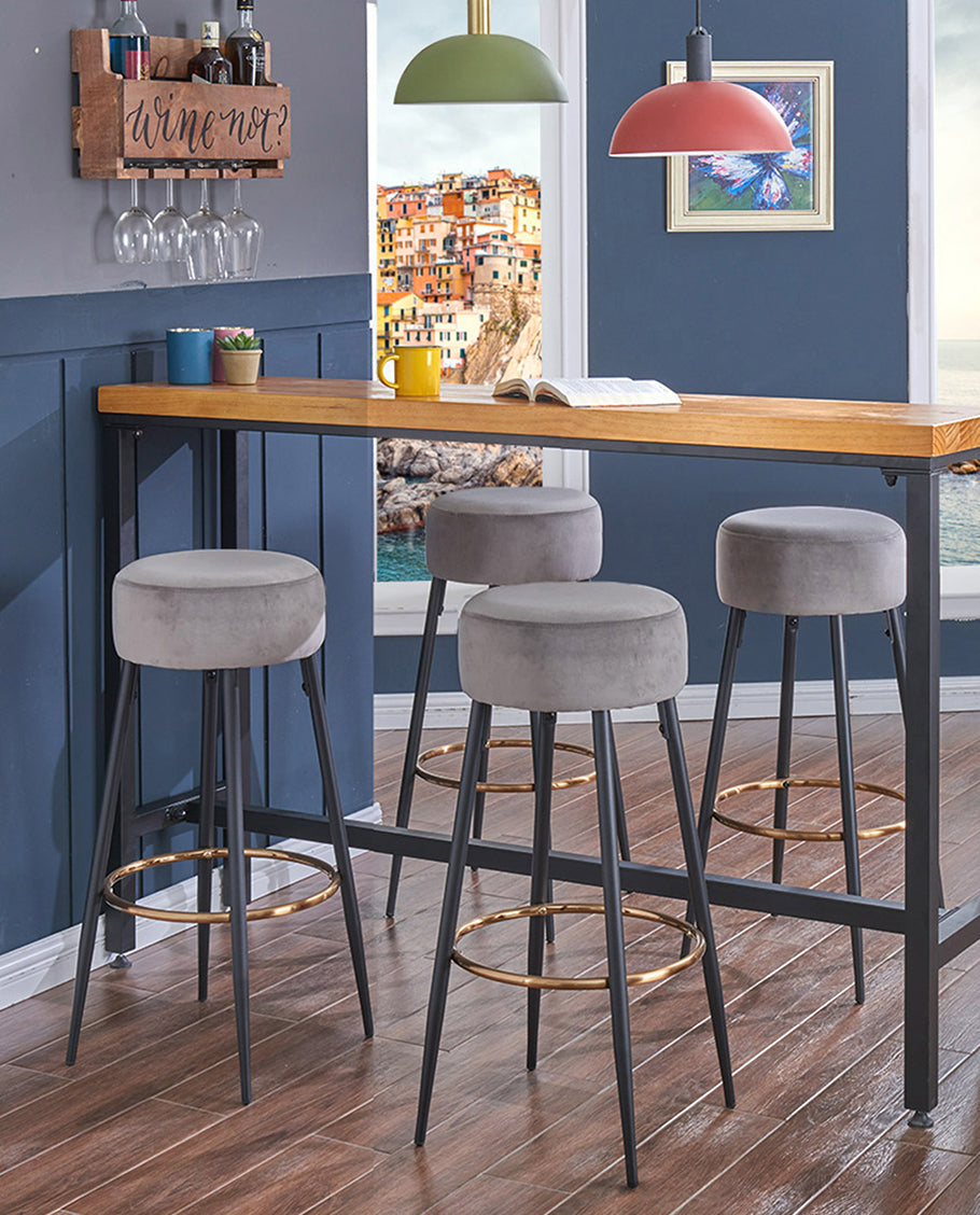 2x Barhocker rund Barstuhl aus Stoff Samt Gestell aus Metall Tresenhocker gut gepolstert Sitzhöhe 80 cm Farbauswahl Duhome 5168A