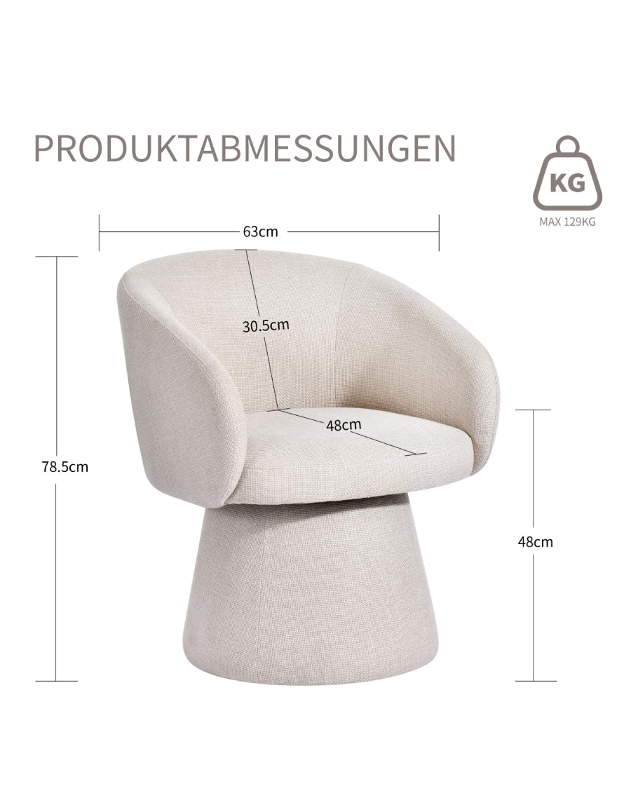 Duhome Modern gepolsterter Leinen-Drehstuhl (360°), Kegel-Design
