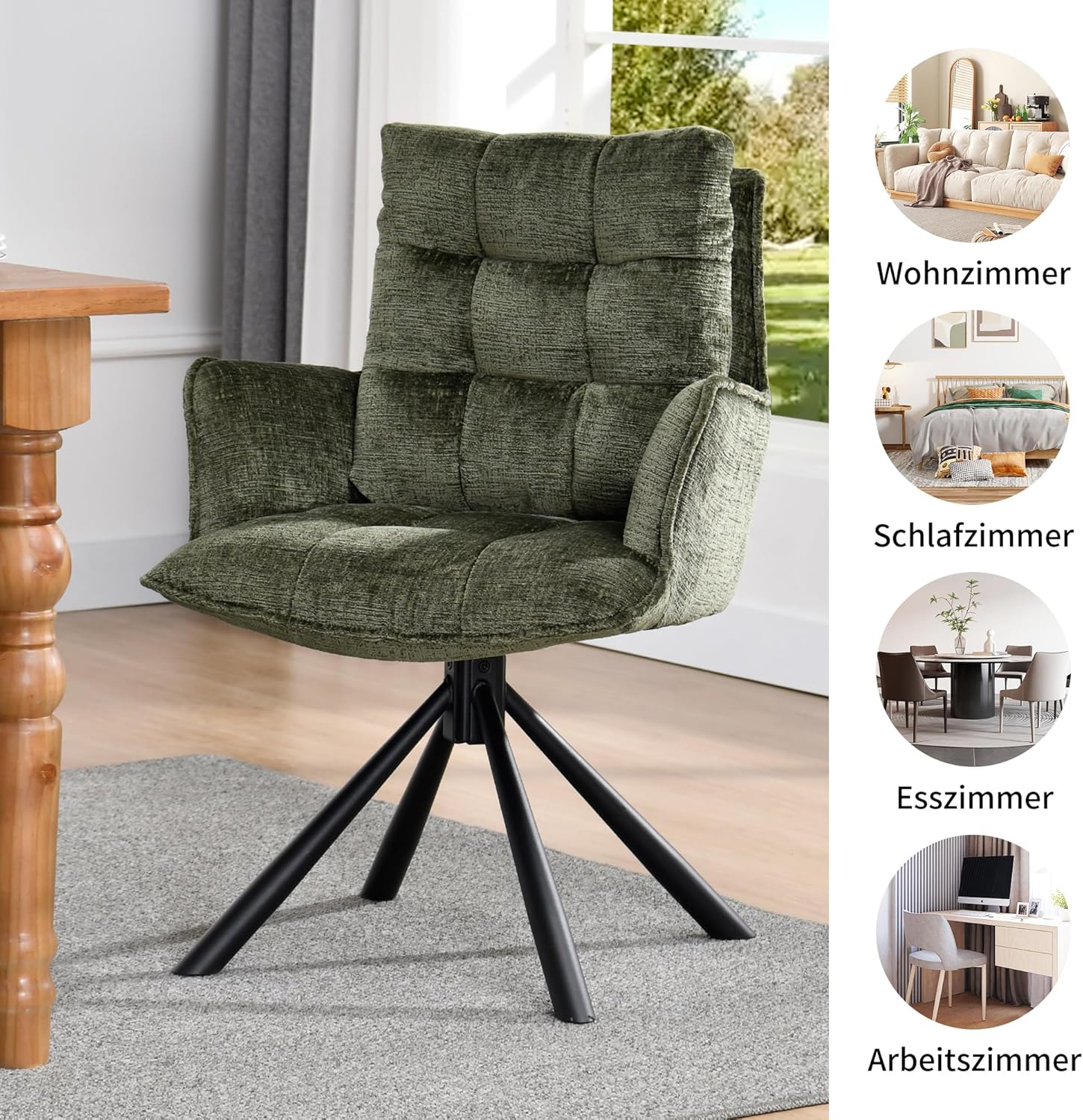 Duhome 180° drehbarer Esszimmerstuhl mit automatischer Liegefunktion