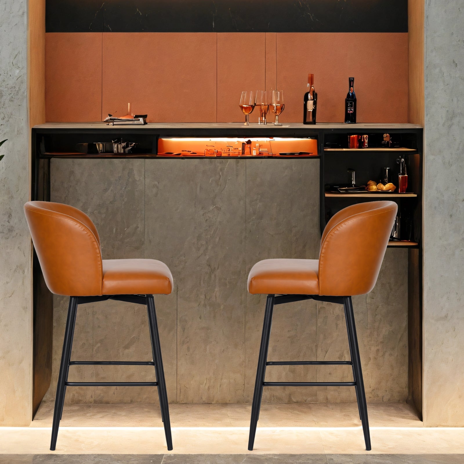 Duhome Barhocker 2er Set Barstuhl 360° Drehbar Küchenstuhl aus PU Bistrohocker