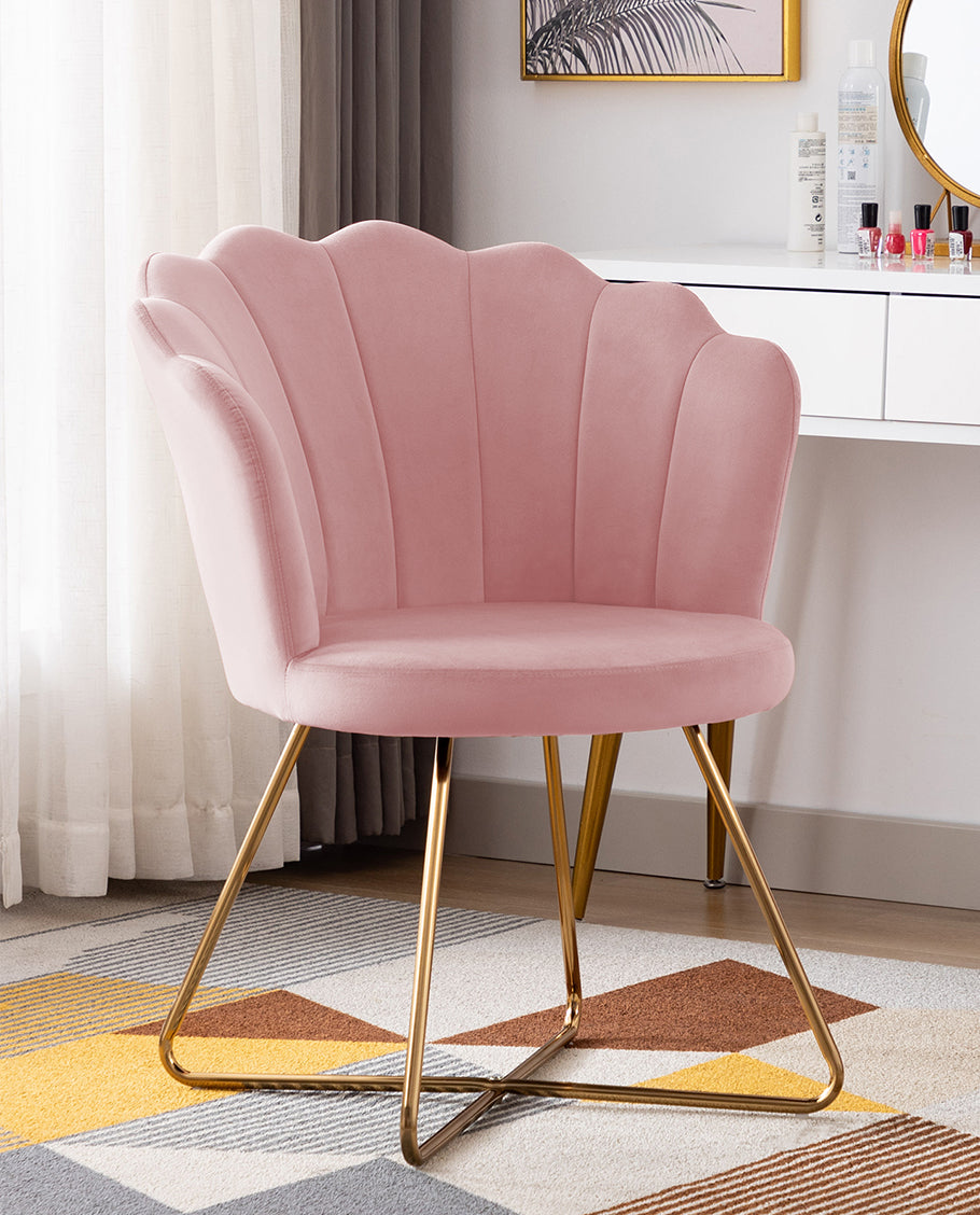 Duhome Sessel aus Stoff Samt Polstersessel Retro Design Polsterstuhl Metallgestell gold 8057C