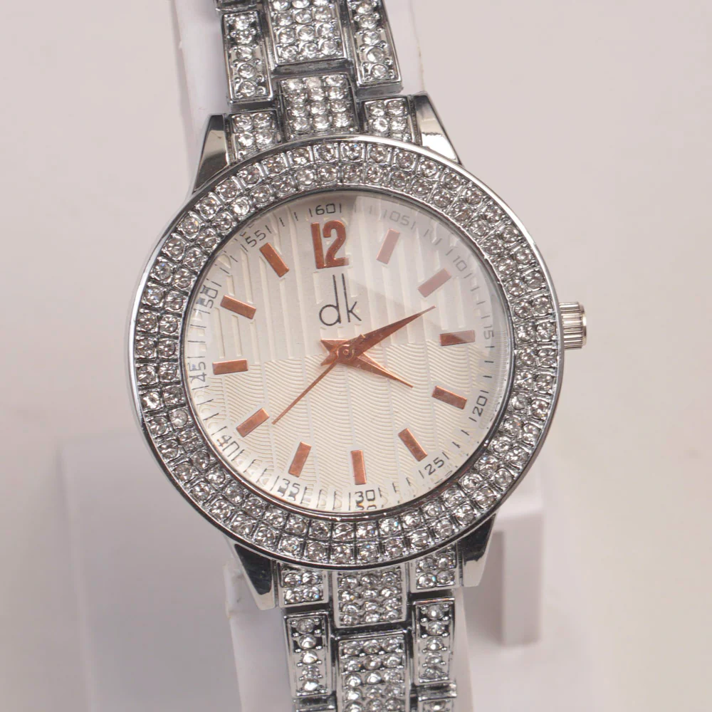 Woman Silver Chain Watch White Dial