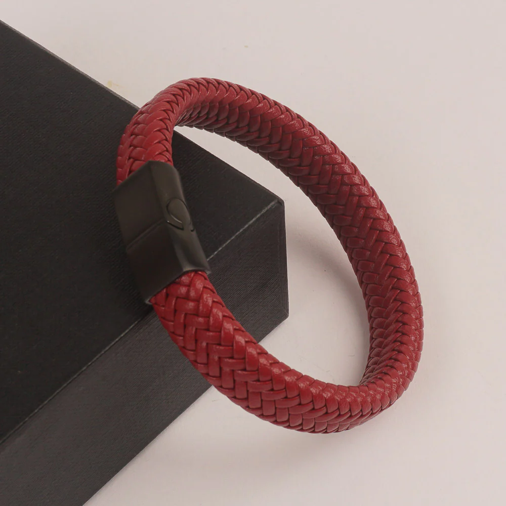 Red Leather Braid Bracelet