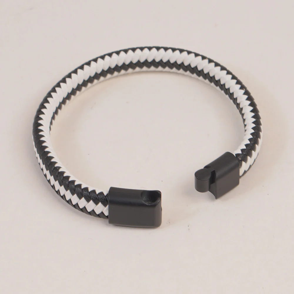 White- Blk P.U Leather Mans Bracelet