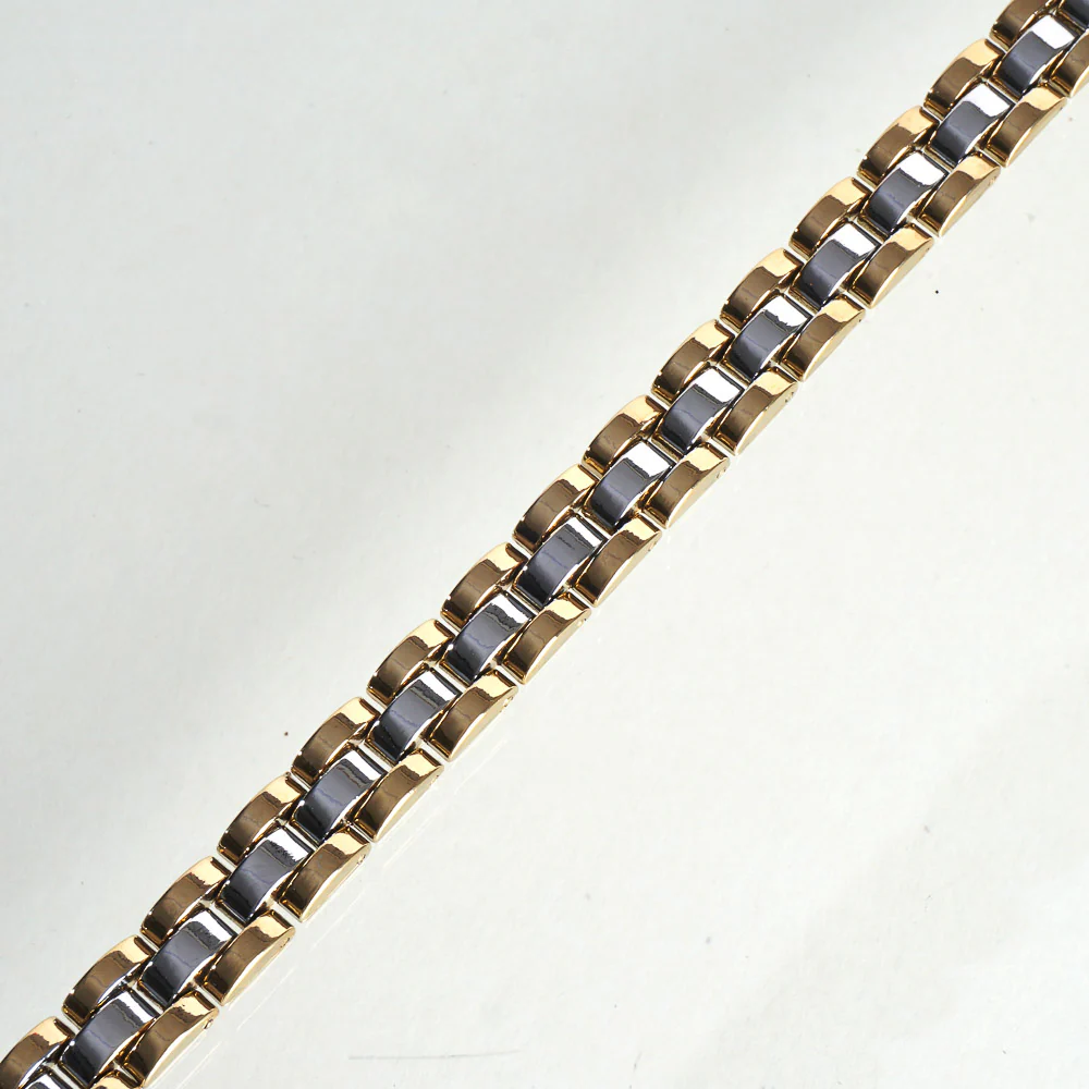 Two Tone Silver & Golden Chain Mens Bracelets 10mm