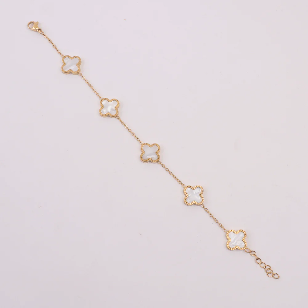 Womens Golden Chain Bracelet White