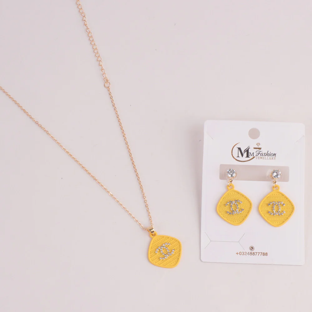 Locket Earring Set Yellow