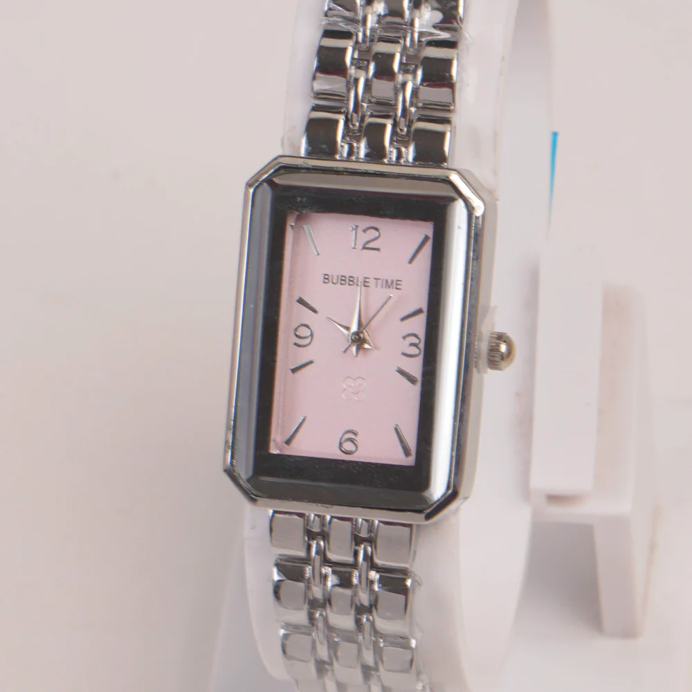 Silver Woman Chain Watch Pink Dial