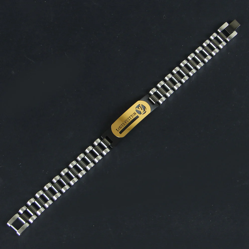 Black Silver Chain Bracelets LV