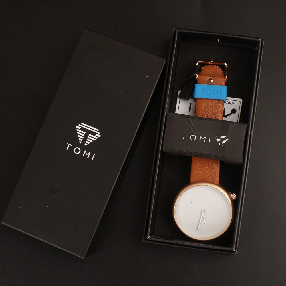 Mens Watch With Date & Time Brown Strap