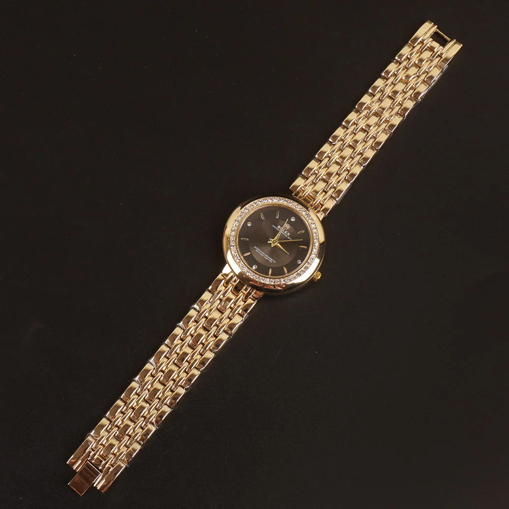 Women Chain Wrist Watch Golden Black R