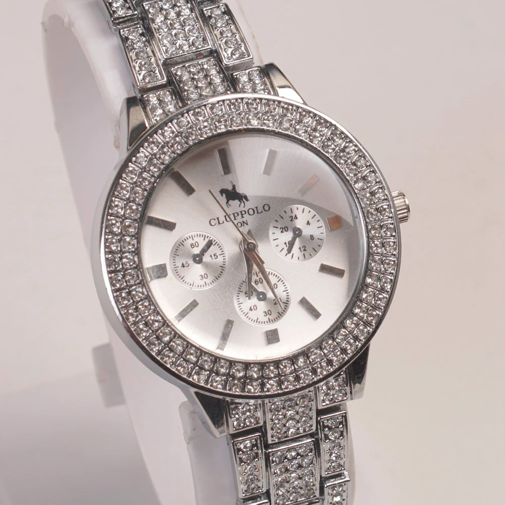 Woman Silver Chain Watch Silver Dial