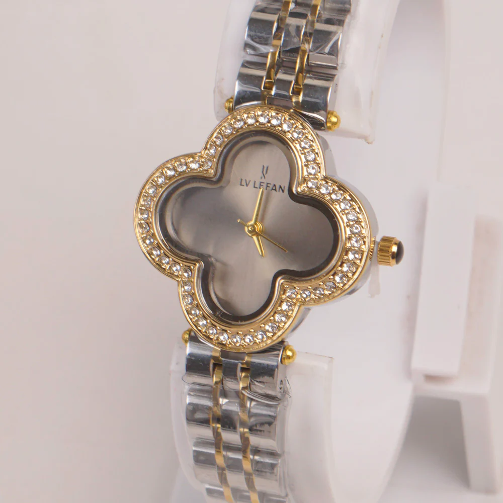 Two Tone Woman Chain Watch Grey Dial
