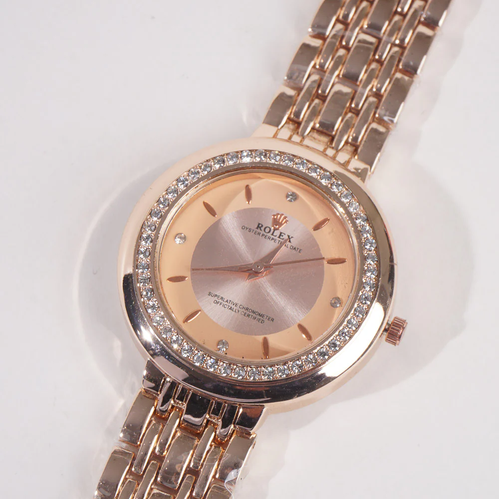 Women Chain Wrist Watch Rosegold Pink R