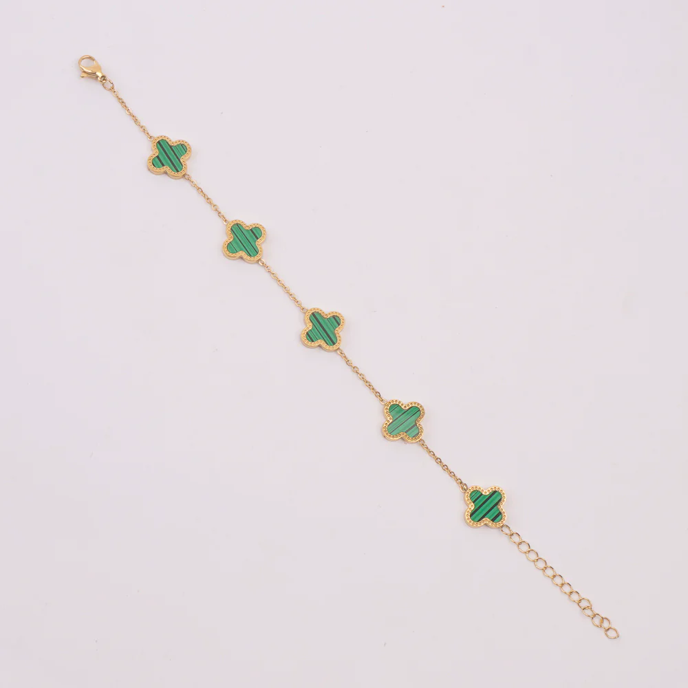 Womens Golden Chain Bracelet Green