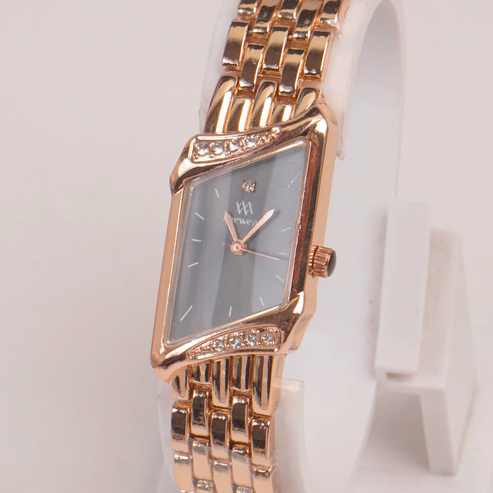Rosegold Woman  Chain Watch Black
