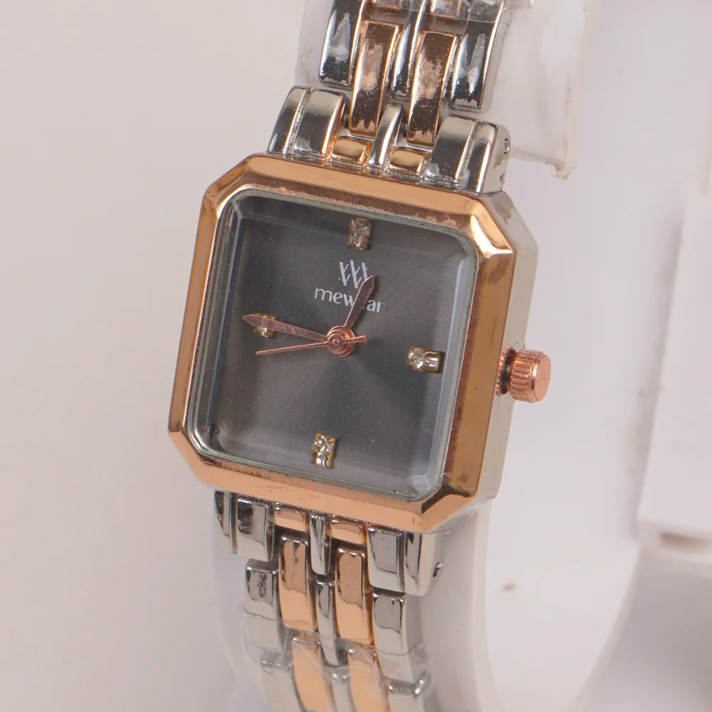 Two Tone Woman  Chain Watch Golden Dial