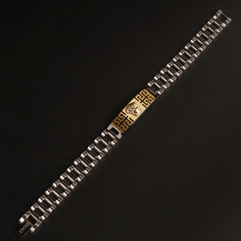 Mens Two Tone Black Chain Bracelet V