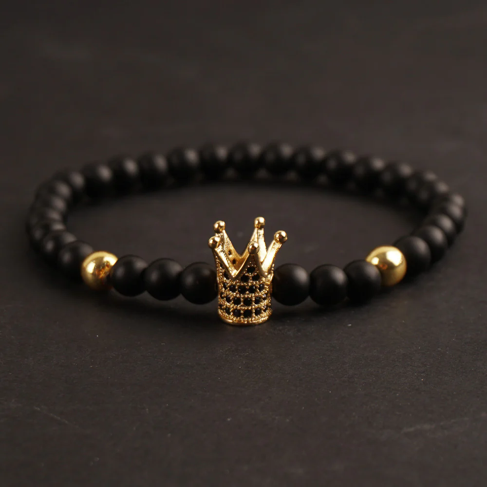 Crown Golden 4mm Beads Bracelet