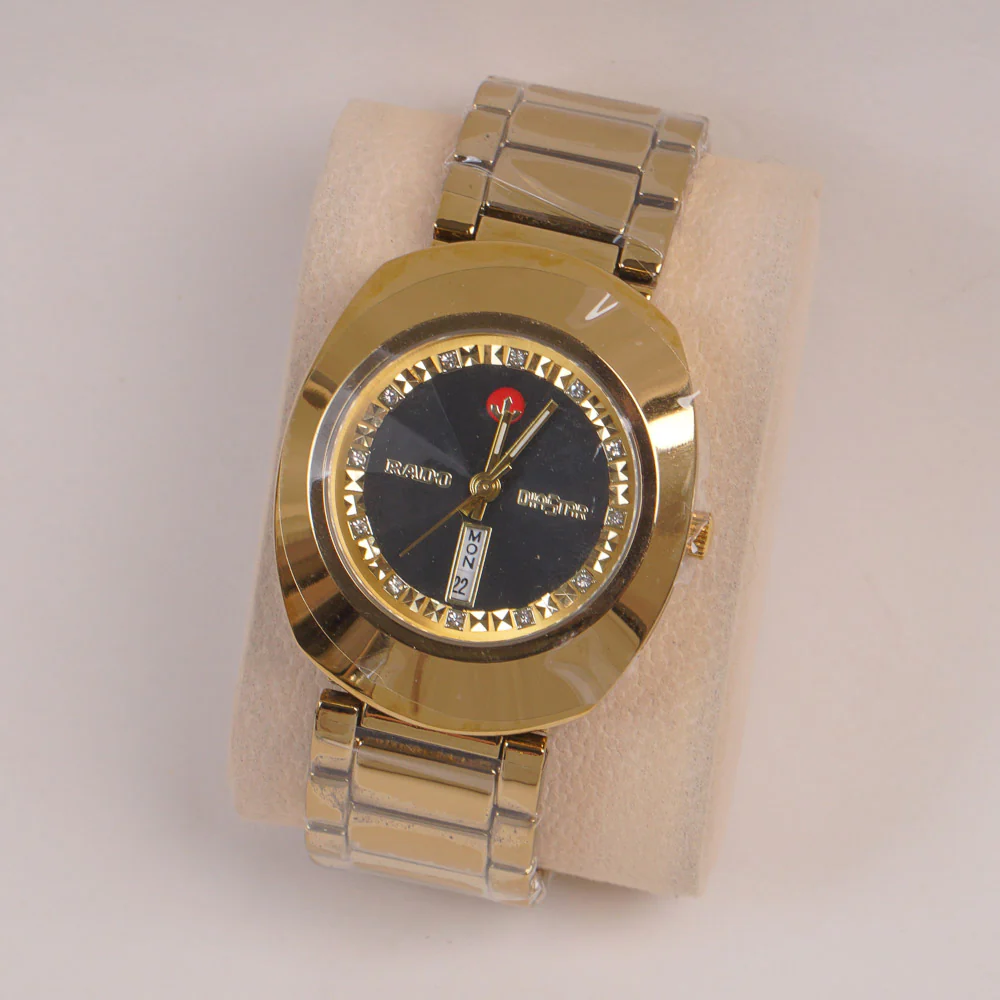 Couple Watches Golden Chain with Black Dial