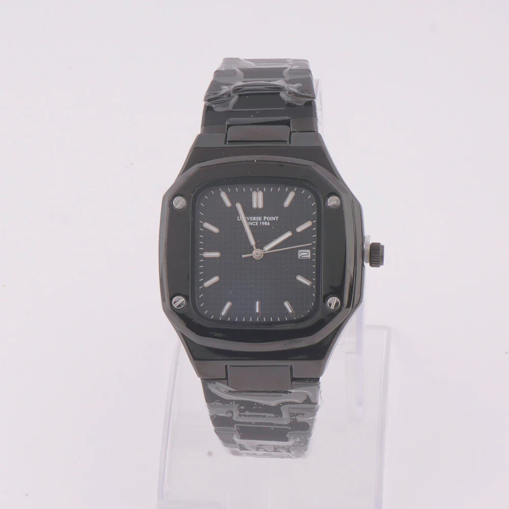 Black Chain Mans Watch With Black Dial