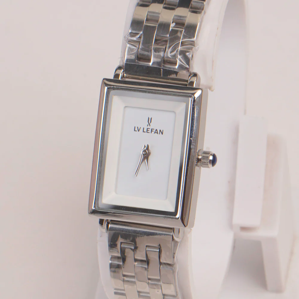 Woman Silver Chain Watch White Dial