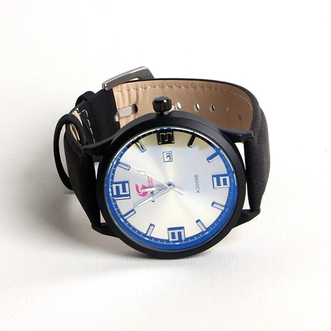 Black Leather Strap White Dial 1228 Men's Wrist Watch