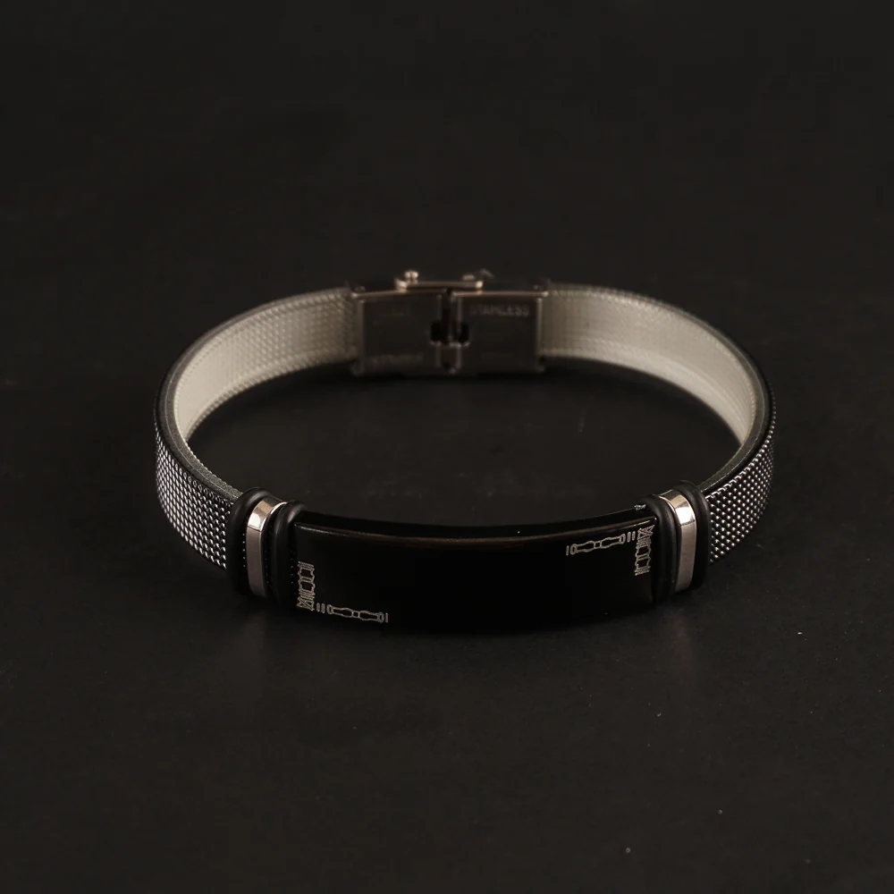 Black Leather Bracelet for Men