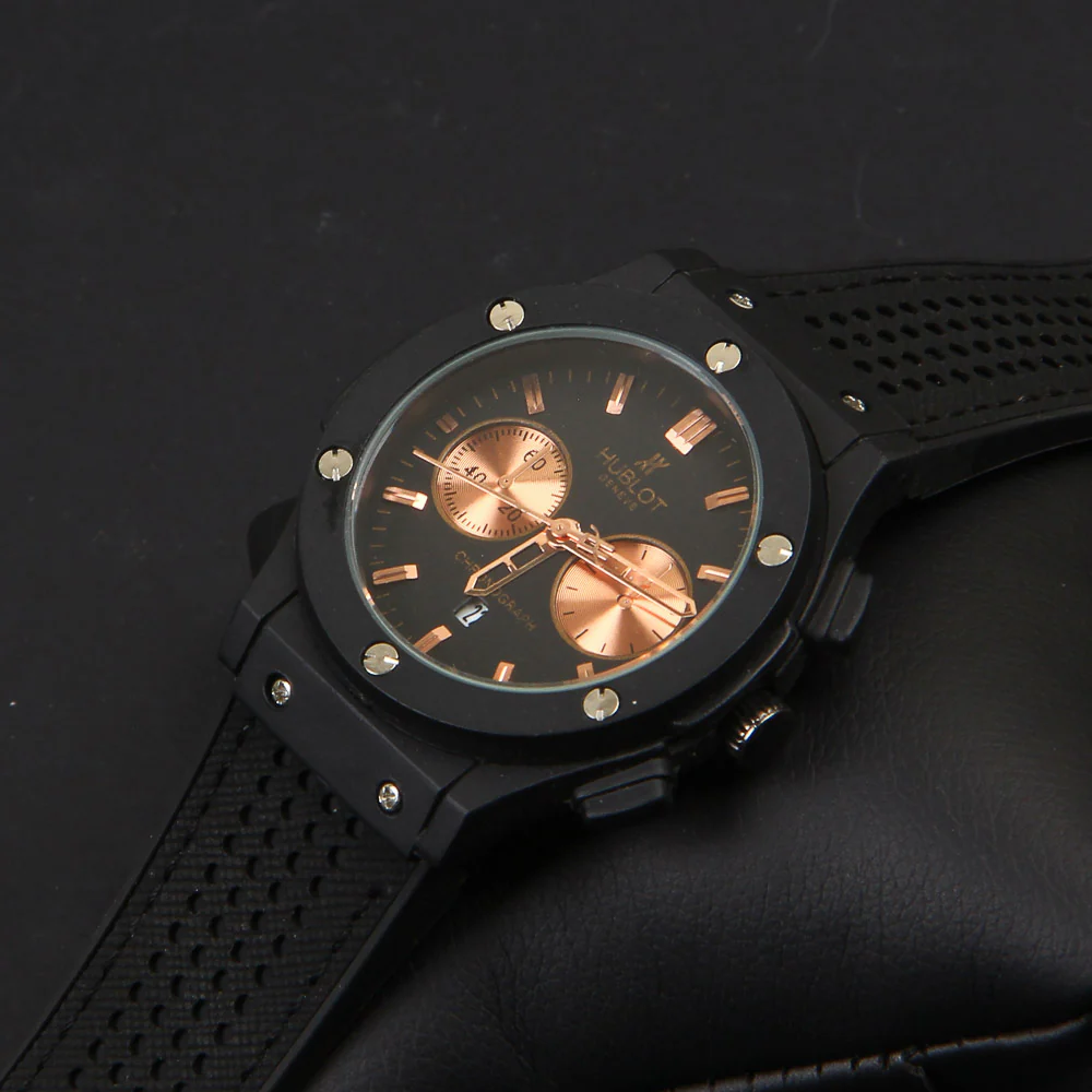 Black Leather Strap 1305 Men's Wrist Watch