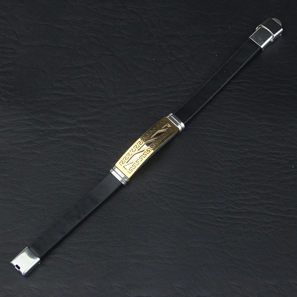 Black Leather Bracelet Adjustable Size 3