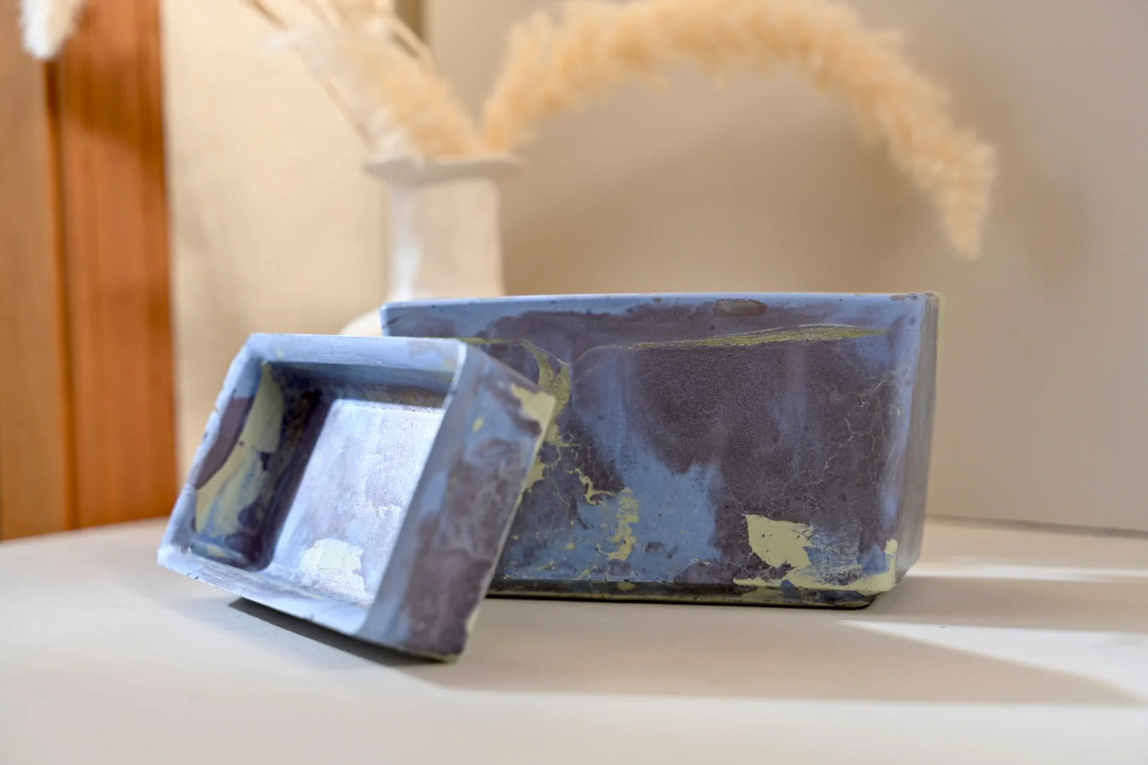 Self Watering Rectangle Planter Box in Sea Stone