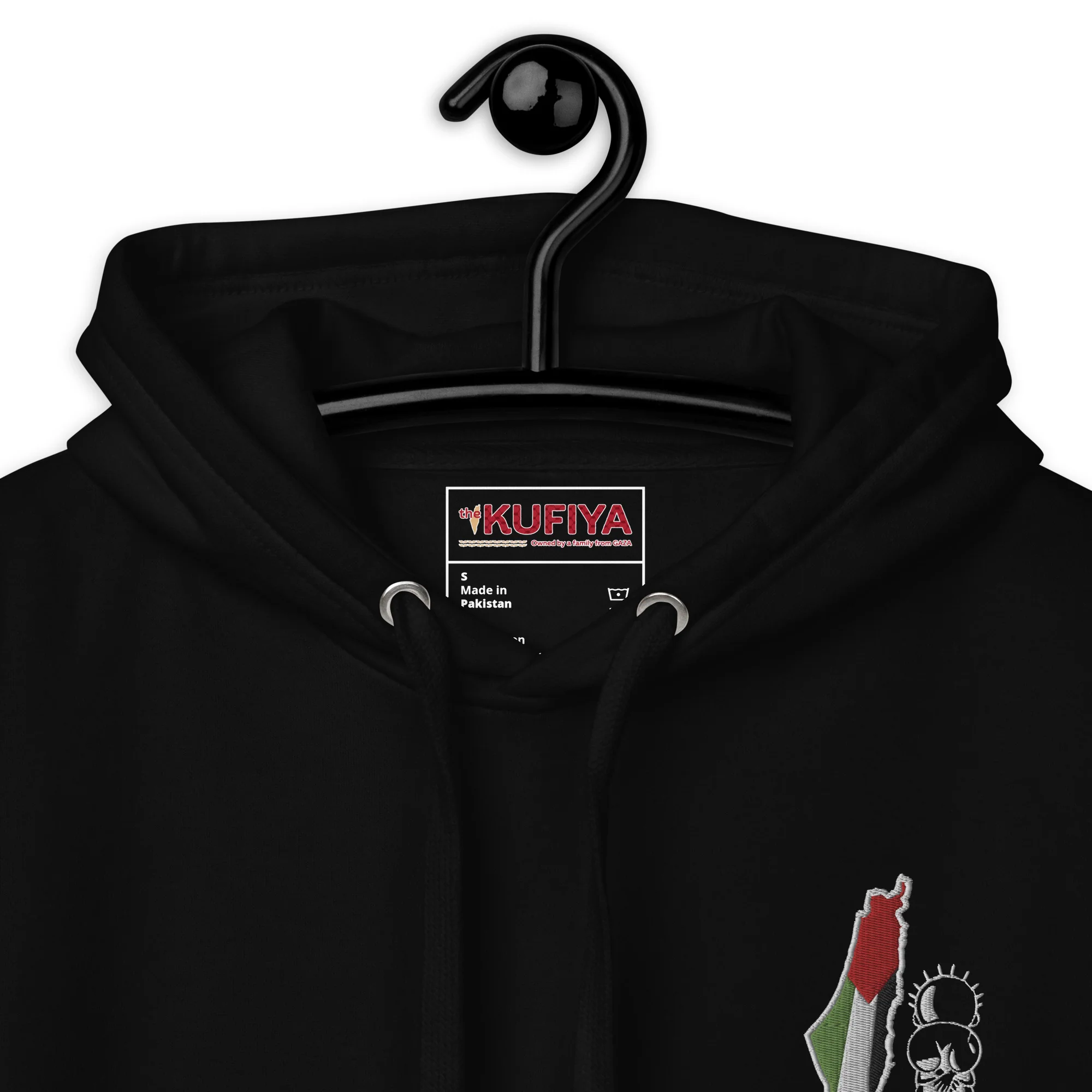Unisex Palestine Map & Handala Embroidered Hoodie �C Soft, Stylish & Iconic