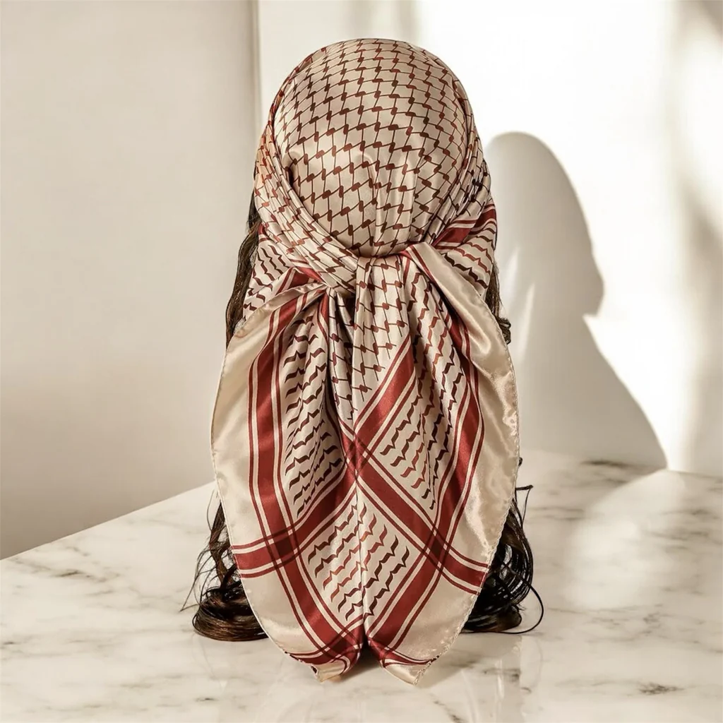 Premium Satin Keffiyeh Square Scarf & Hijab