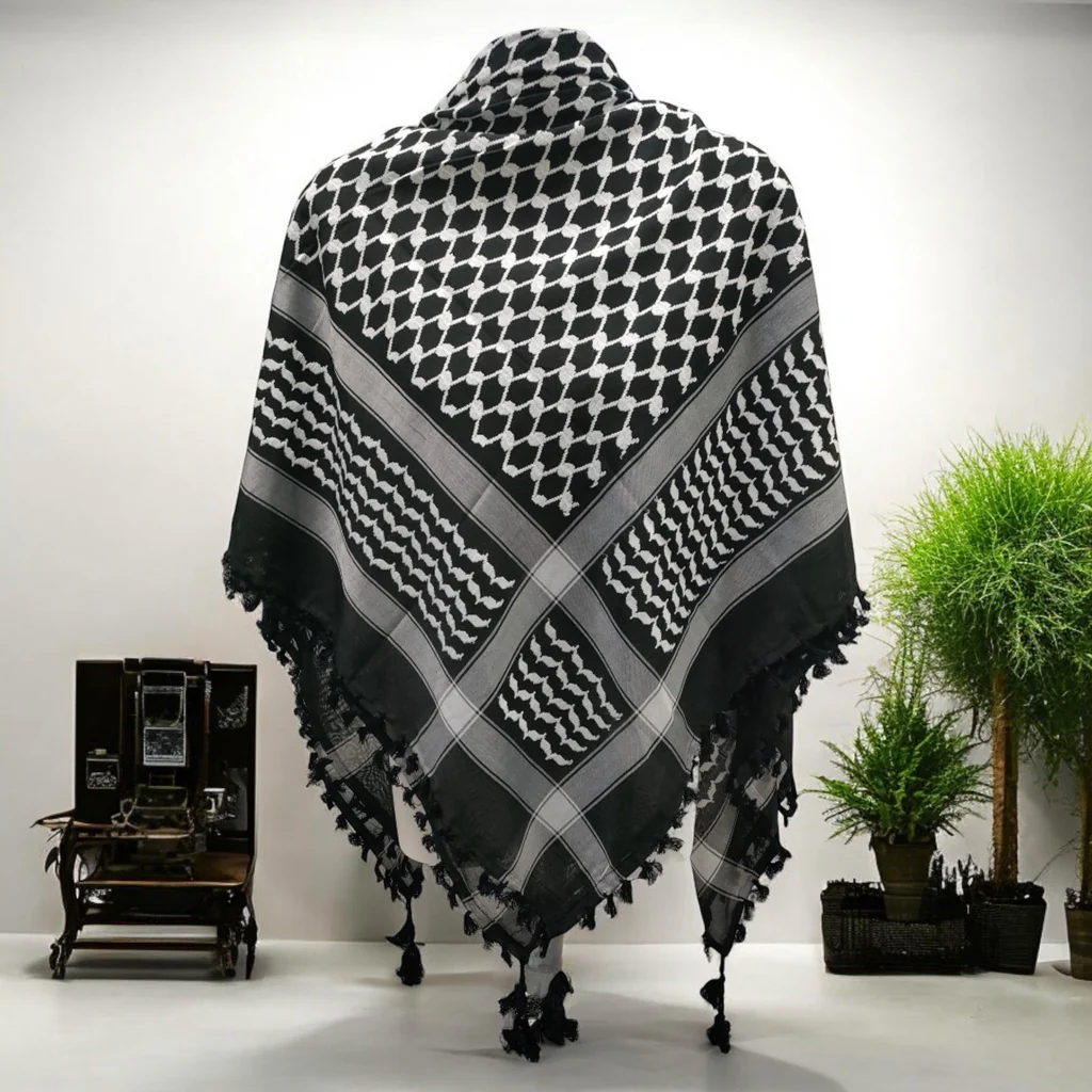 Black and white kufiya | Traditional Palestinian Keffiyeh Scarf