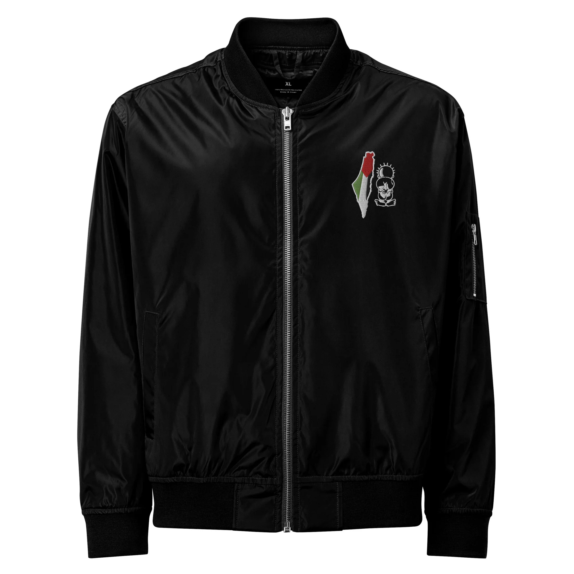 Palestine Map & Handala Embroidered Bomber Jacket �C A Bold Statement of Resistance