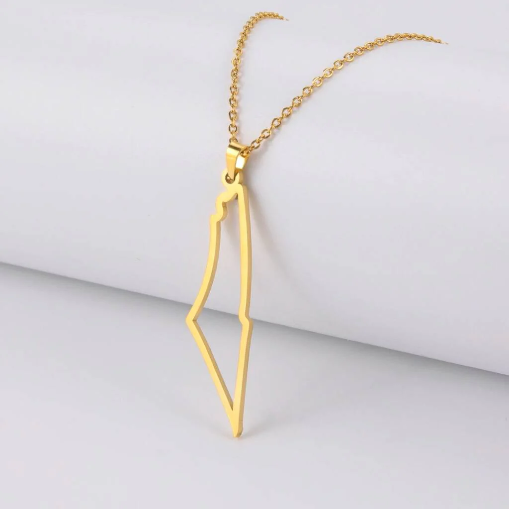 Gold & Silver Palestine Map Necklace �?Minimalist Heritage Jewelry
