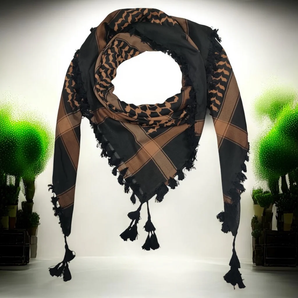 Brown & Black kufiya scarf | Traditional Palestinian Keffiyeh Scarf