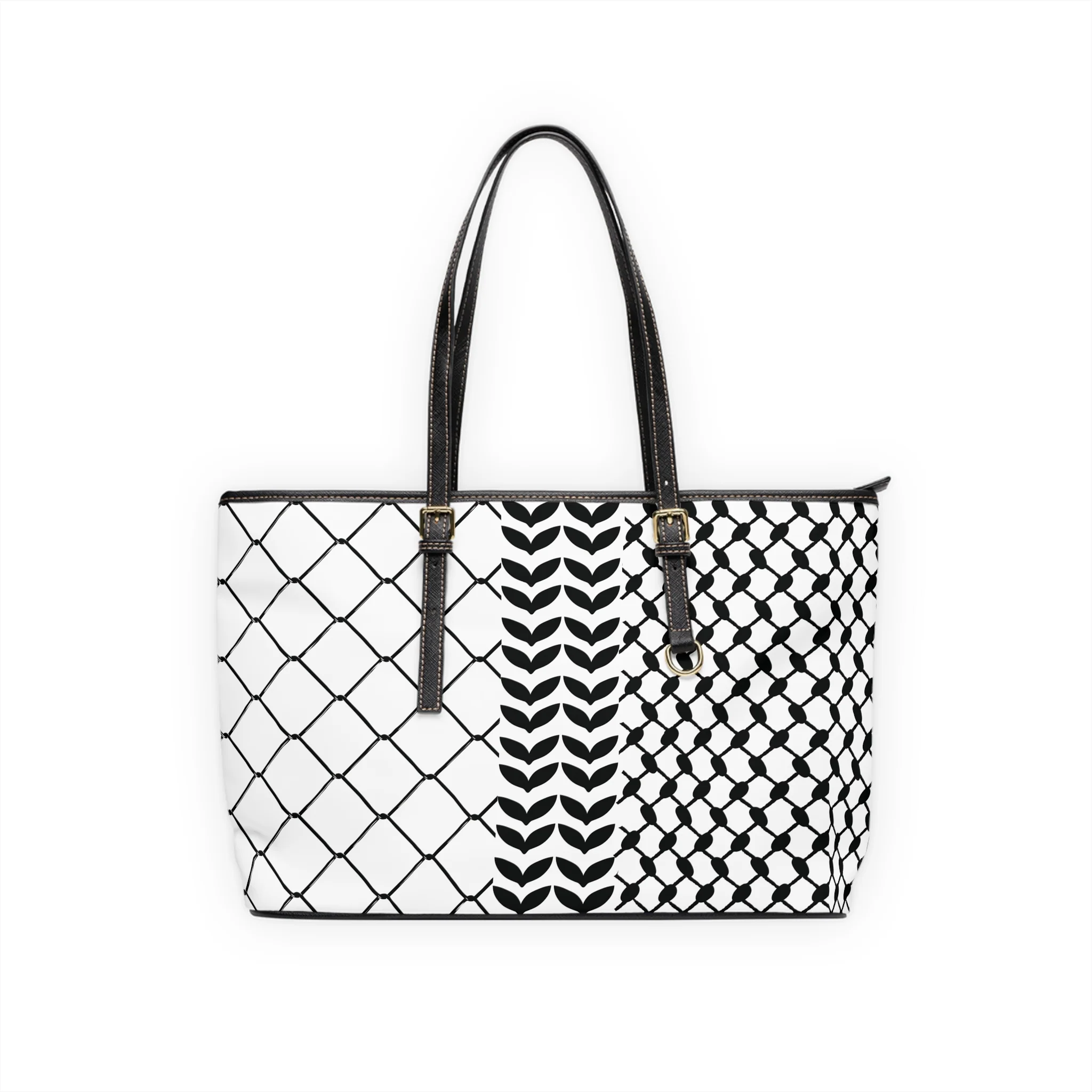 Custom PU Leather Shoulder Bag with Kufiya Pattern
